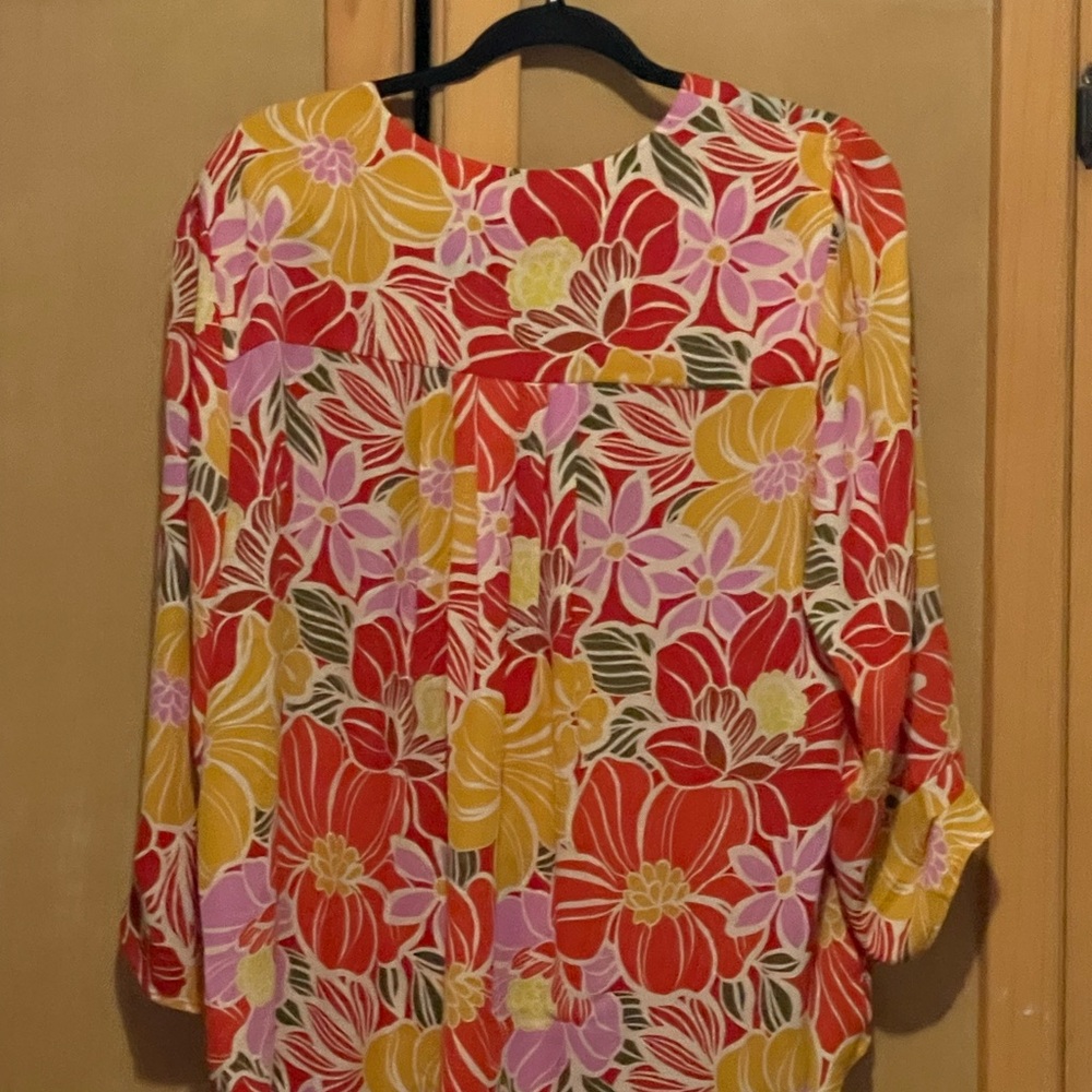 Floral Blouse in Red, Yellow & Pink